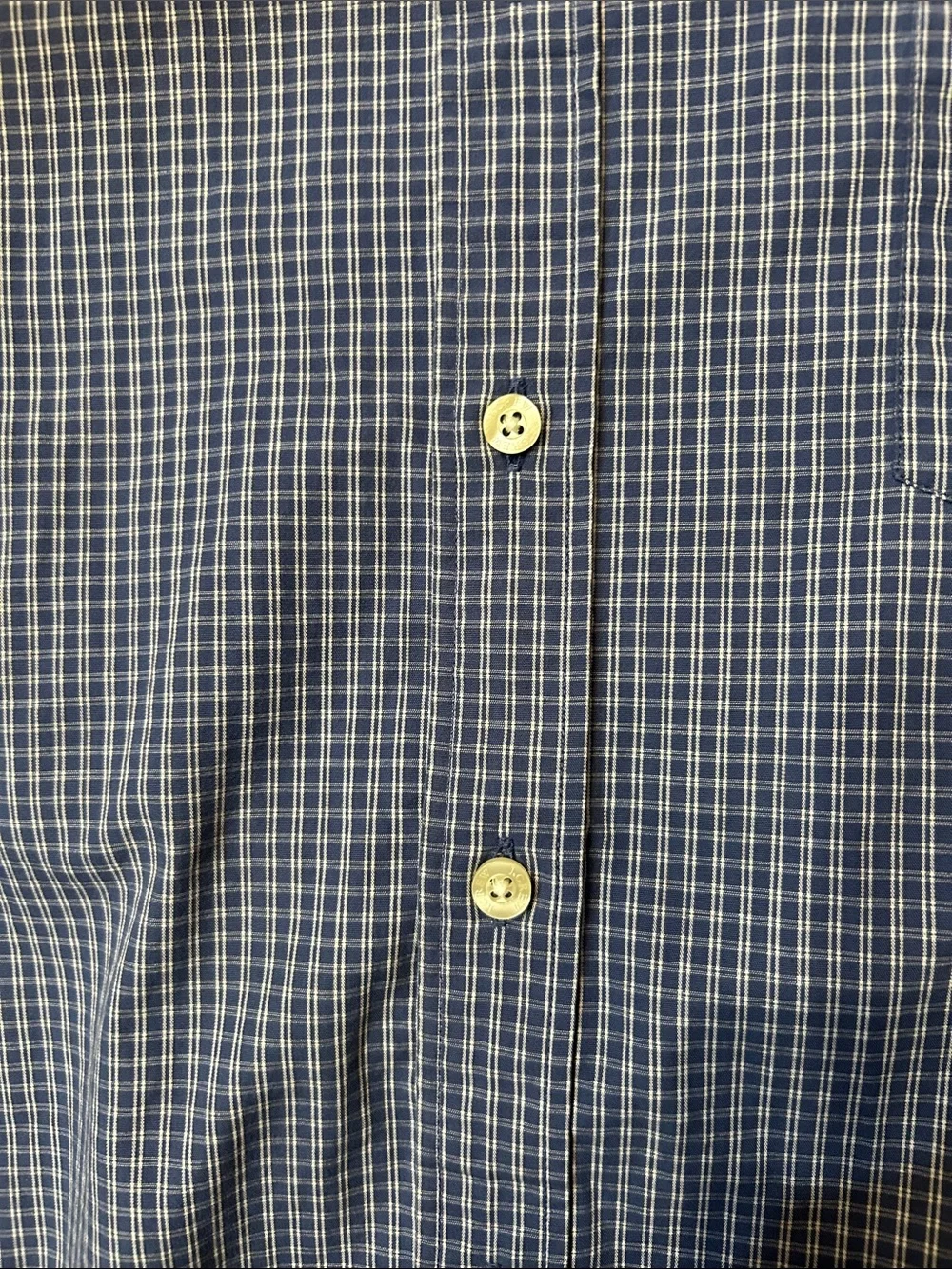 J. Crew Navy and White Gingham Button-Down Shirt